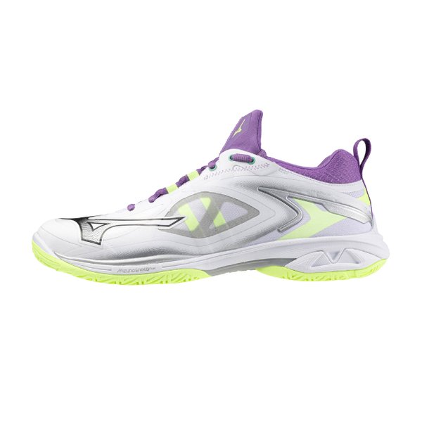24AW Wave Claw Neo 3 Badminton Shoe (White/Mizuno Neo Lime/Lavender) [Unisex]