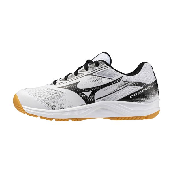 25SS Cyclone Speed 5 Jr Indoor Court Shoe (Junior Volleyball/Badminton Shoe) (White/Black) [Unisex]