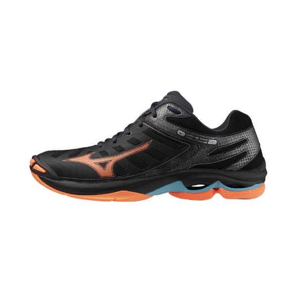 25SS Wave Voltage 2 Volleyball Shoe (Black/Neon Flame/Peacock Blue) [Unisex]