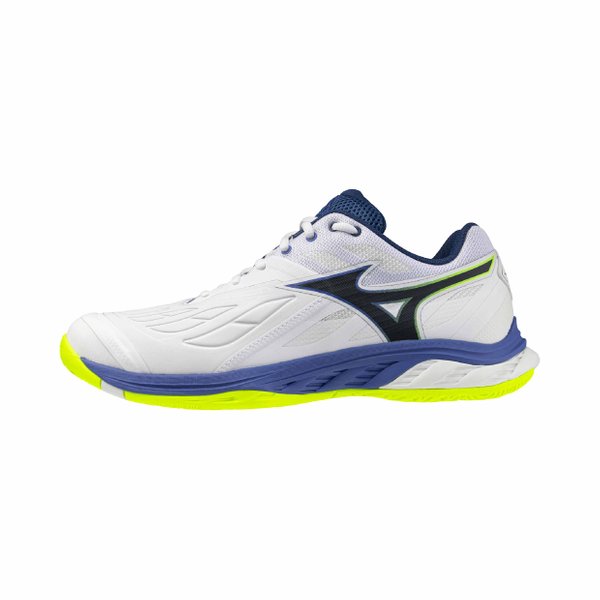 26SS Wave Fang 2 Badminton Shoe (White / Dazzling Blue / Lightning Yellow) [Unisex]