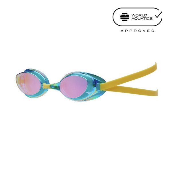 ACCEL EYE Racing Goggles w/ Mirror Lens (Non-Cushioned) Aqua Blue x Ruby Mirror