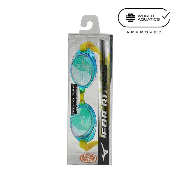 ACCEL EYE Racing Goggles w/ Mirror Lens (Non-Cushioned) Aqua Blue x Ruby Mirror