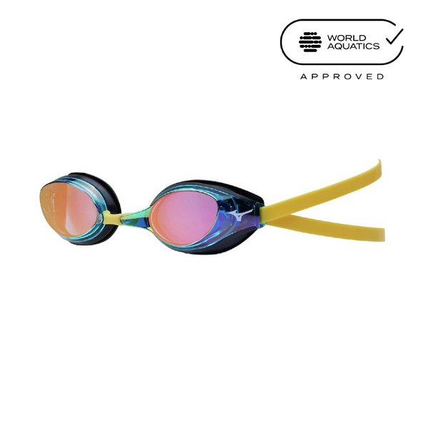 ACCEL EYE Racing Goggles w/ Mirror Lens (Cushioned) Aqua Blue x Ruby Mirror