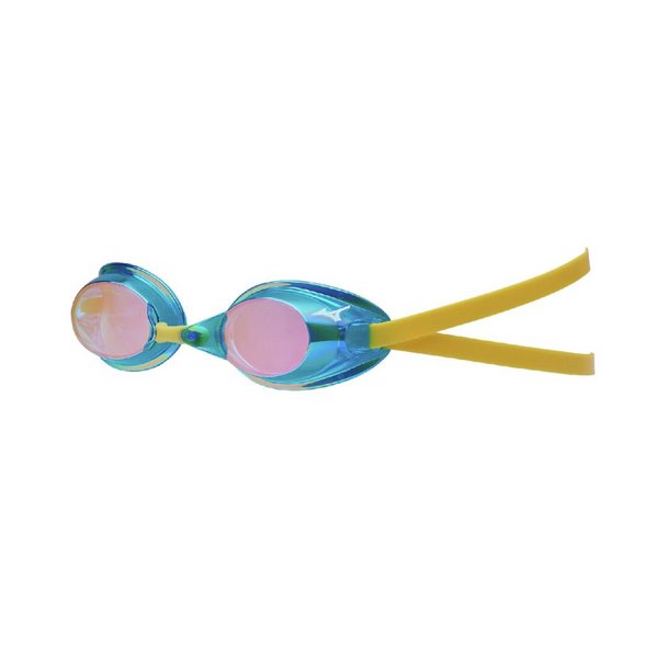 Racing Goggles w/ Slim Mirror Lens (Non-Cushioned) (Aqua Blue x Ruby Mirror)